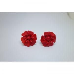 boucles d'oreilles en pâte de verre rouge