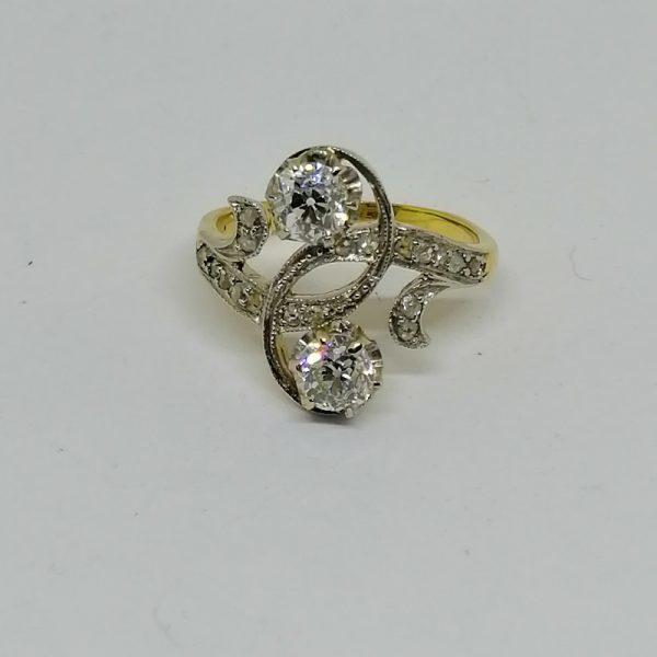 Bague Toi et Moi diamants, Art Nouveau. – Image 2