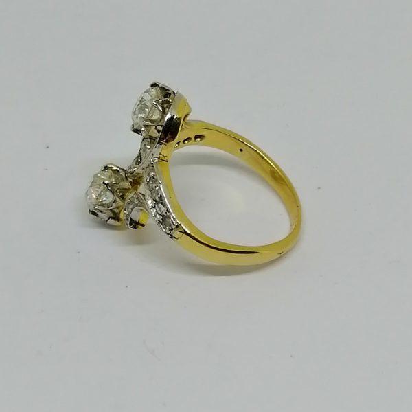 Bague Toi et Moi diamants, Art Nouveau. – Image 3