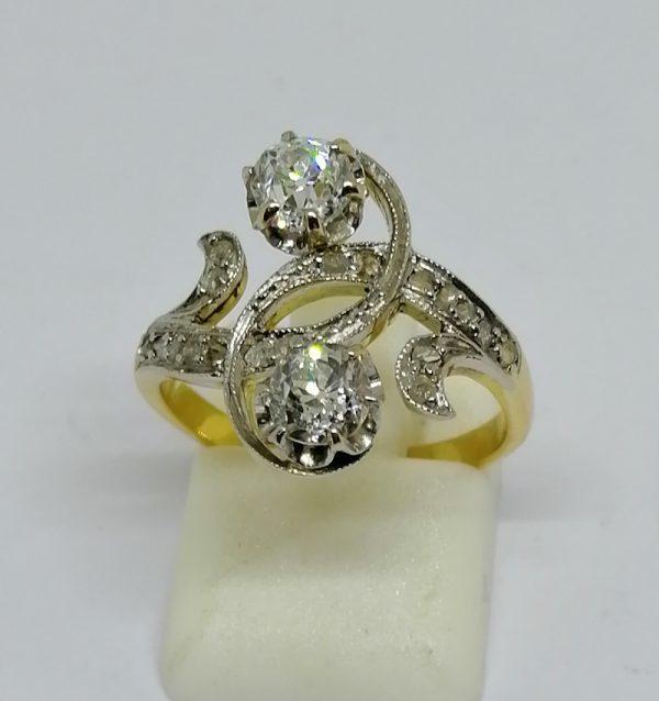 Bague Toi et Moi diamants, Art Nouveau.