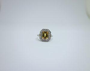 bague or diamant et citrine