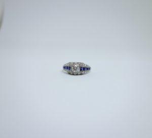 superbe bague en platine art déco avec diamants