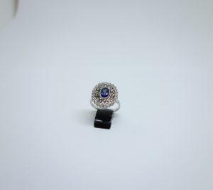 bague platine avec saphir art déco