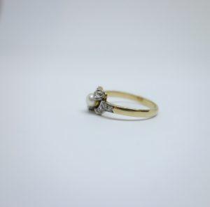 bague or et perle fine art nouveau