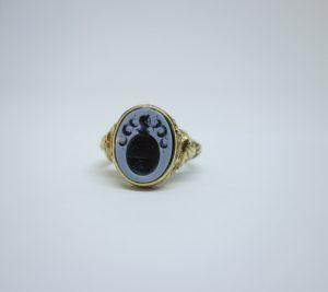 rare chevalière or art nouveau armoriée