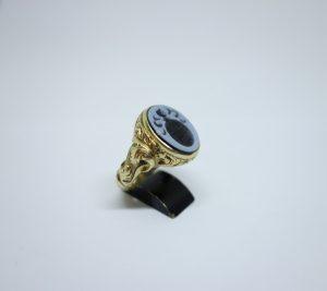 rare chevalière or art nouveau armoriée