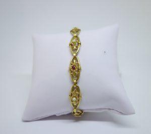 bracelet or perles et rubis