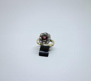 bague or et grenats et demi-perles fines