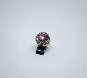 bague or et argent avec saphir rose