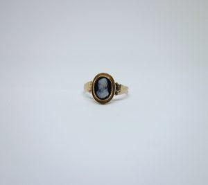 bague or rose camée agate
