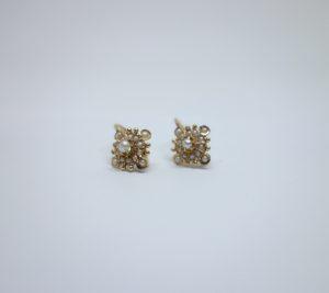 boucles d'oreilles or rose et demi-perles fines