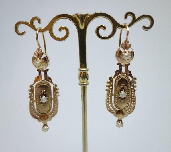 boucles d'oreilles or rose 19ième siècle