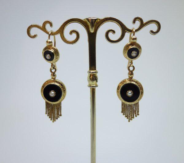 boucles d'oreilles pendantes or napoléon III