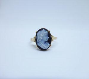 bague camée agate noire