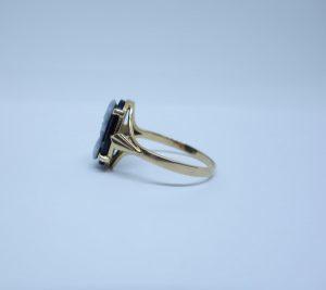 bague or rose camée agate