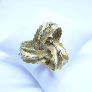 broche or plumes et diamants