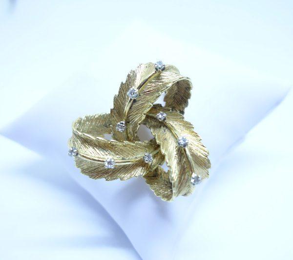 broche or plumes et diamants