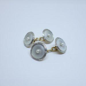 boutons de manchettes or nacre et perles