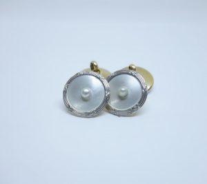boutons d manchettes or nacre et perles