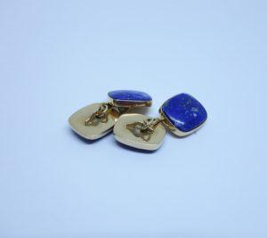 boutons de manchettes or et lapis -lazuli