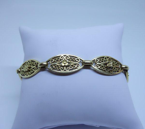 bracelet or maille olives ajourés