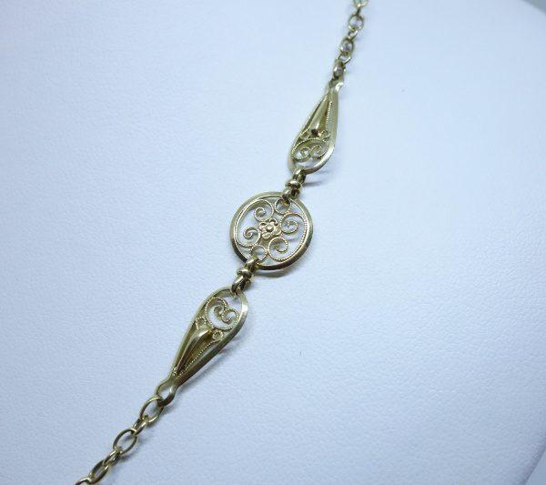 collier or jaune maillon filigrané