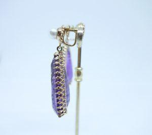 boucles d'oreilles or pendantes améthystes et perles