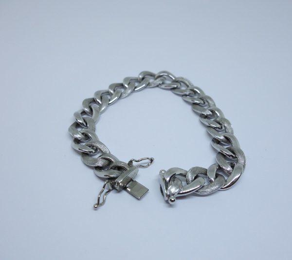 bracelet argent rhodié maillon brossé