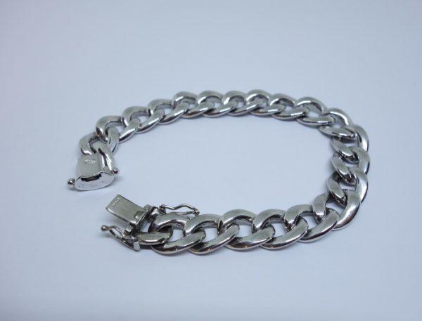 bracelet argent maillon rhodié et brossé