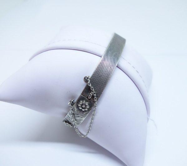 bracelet argent motif fleurs en relief
