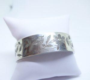 bracelet argent jonc avec oiseaux