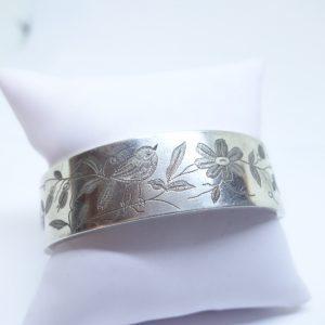 bracelet argent jonc avec oiseaux