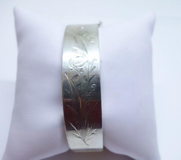 bracelet argent jonc avec fleurs