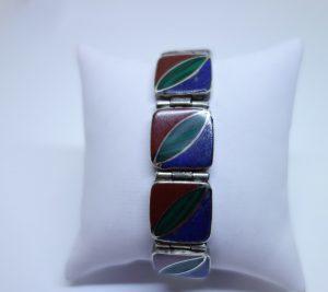 bracelet argent tricolore art déco