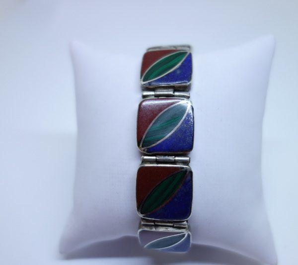 bracelet argent tricolore art déco