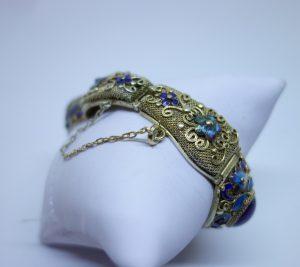 bracelet argent vermeil émaillé et améthystes