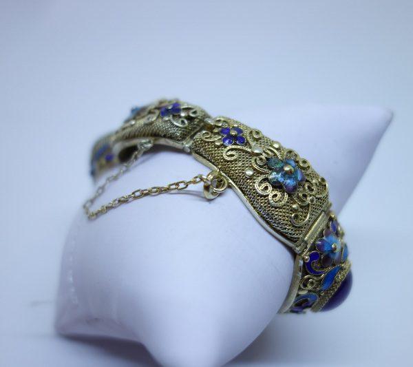 bracelet argent vermeil émaillé et améthystes