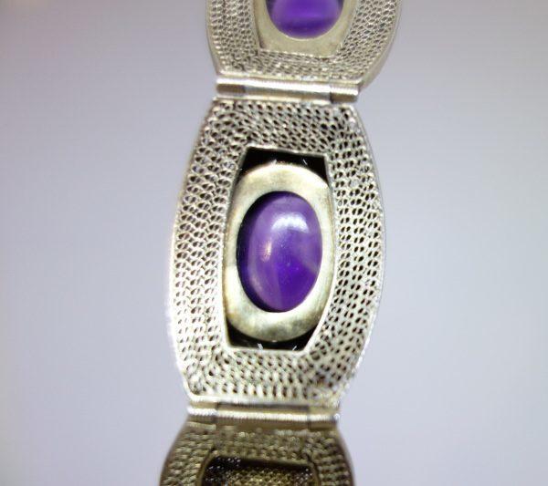 bracelet argent vermeil émaillé et améthystes