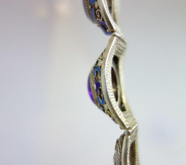 bracelet argent vermeil émaillé et améthystes