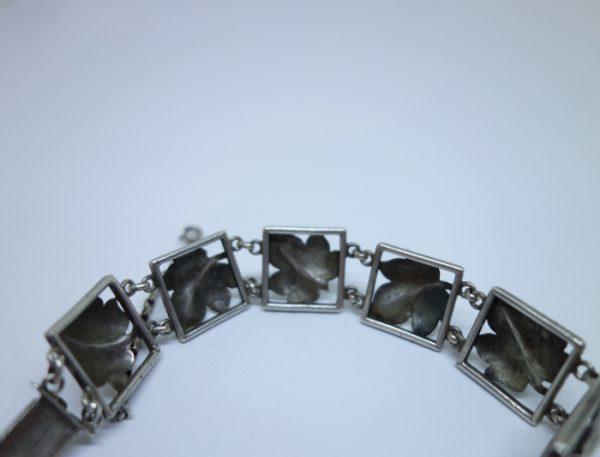 bracelet argent feuilles de vignes art déco