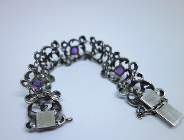 bracelet argent art nouveau avec améthystes