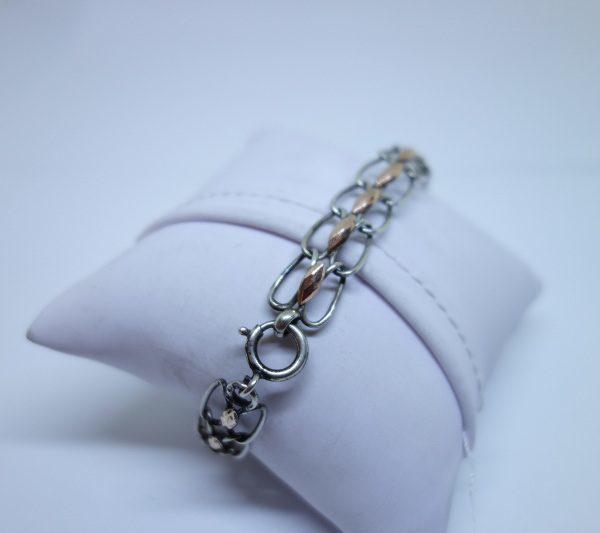 bracelet argent bicolore ancien 1900