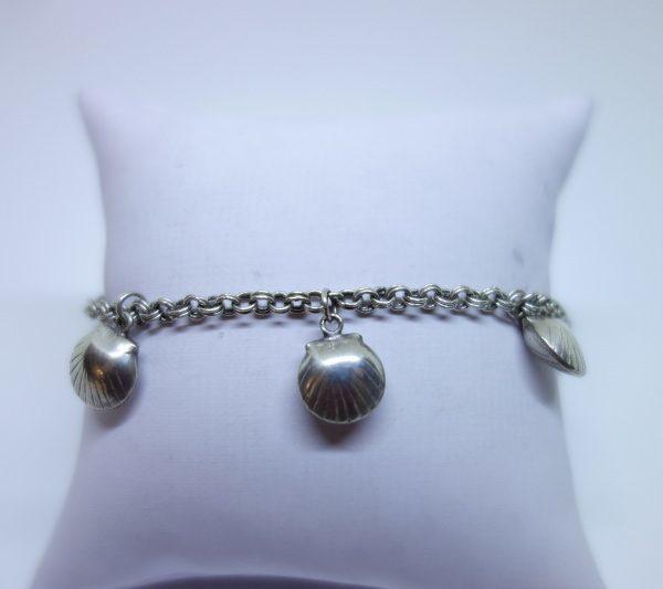 bracelet argent avec breloques coquillages