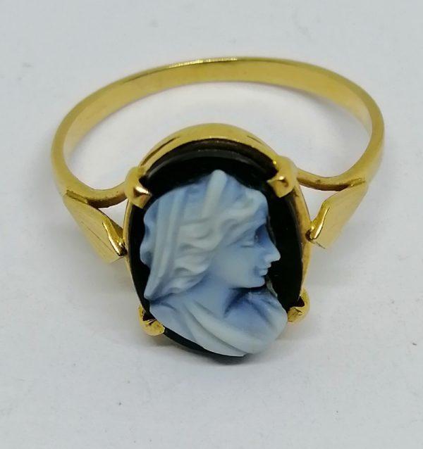 Bague or rose avec camée agate. – Image 2