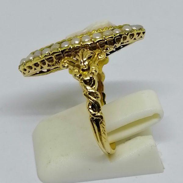 Bague or camée et demi-perles fines – Image 3