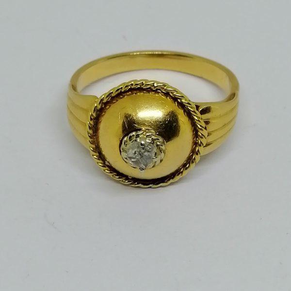 Bague or façon dôme et diamant – Image 2