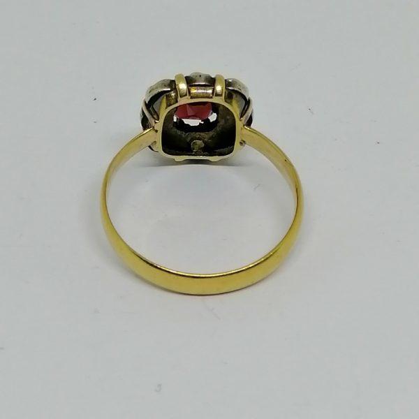 Bague or et argent avec grenats et demi-perles fines – Image 4