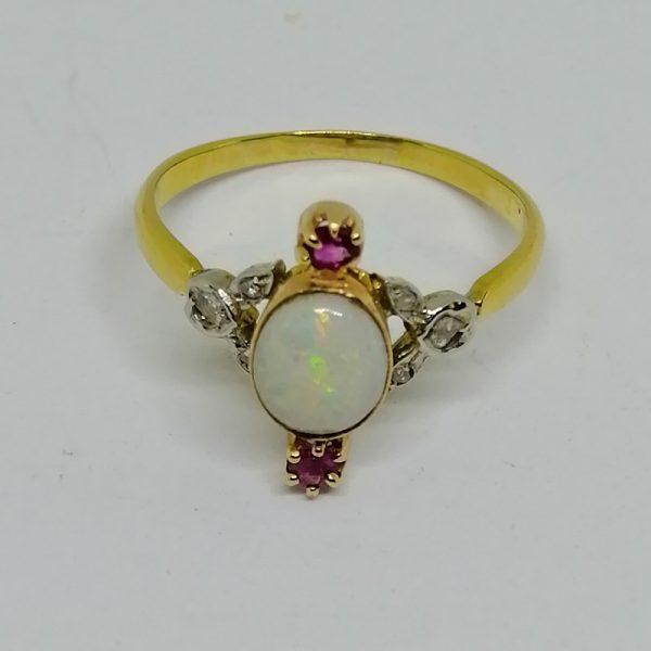 Bague or opale et rubis. – Image 2