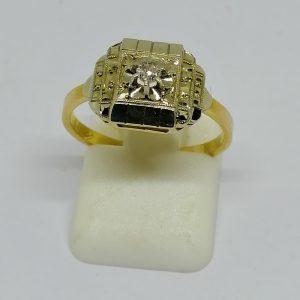 bague en or bicolore avec petit diamant vers 1925