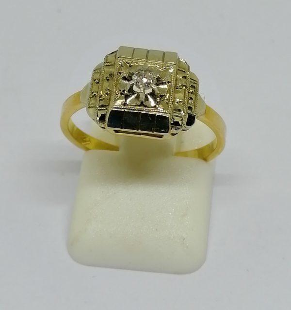 bague en or bicolore avec petit diamant vers 1925